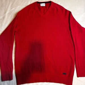 Adolfo Dominguez Bold Red V-Neck Sweater